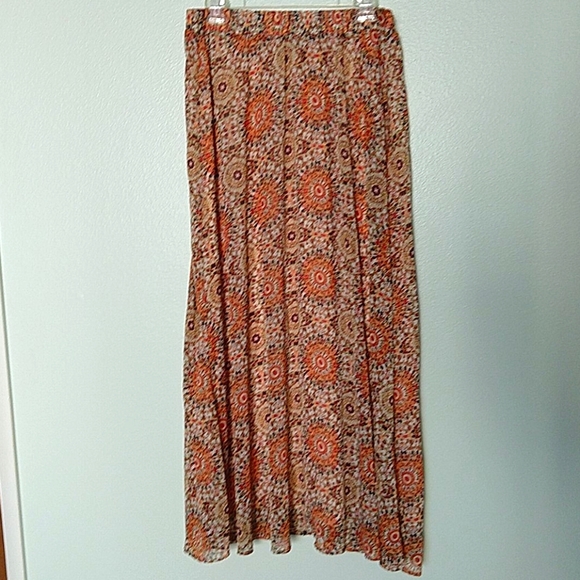 Roz & Ali Dresses & Skirts - Roz & Ali Peachy Print Maxi Skirt Size M (S02)